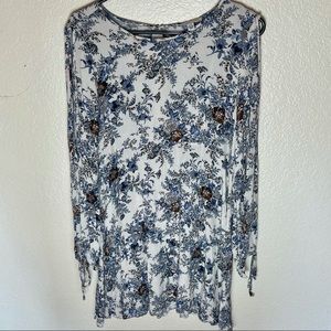AMERICAN EAGLE boho blue floral babydoll dress L